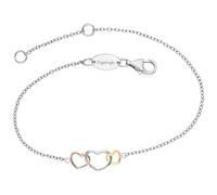 Angel Whisperer With Love ERB-WITHLOVE-03 Rhodium Plated 925 Sterling Silver Bracelet with 3 Different Coloured Hearts and Lobster Clasp, Adjustable Length 17 + 2 cm