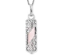 Angel Whisperer Silver Rose Quartz Healing Stone Necklace ERN-HEAL-RQ-M