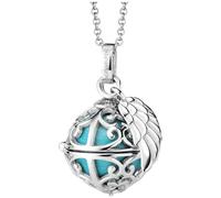 Angel Whisperer Women's Sterling Silver Wing Pendant with Interchangeable Chime Ball Pendant - Nickel-Free, 50cm, Sterling Silver, No Gemstone