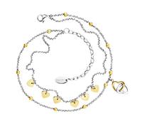 Engelsrufer Anklet "Hearts Bicolor" Women's Stainless Steel Silver and Rose Gold Heart Design 22 + 5 cm Adjustable Elegant Summer Jewellery