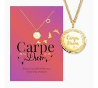Engelsrufer Carpe Diem Greeting Card with Necklace Stainless Steel Gold - Motivational Gift - Golden Chain & Inspirational Message