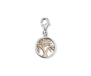 Engelsrufer ERC-LILTREE-BICOR Women's Tree of Life Charm Decorated with Plated Rose Gold 925 Sterling Silver with Lobster Clasp Diameter 12 mm
