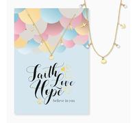 Engelsrufer Faith Love Hope Greeting Card with Stainless Steel Gold Necklace - Faith Love Hope - Card & Chain as Meaningful Gift