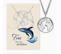 Engelsrufer Ocean Greeting Card with Necklace Stainless Steel Silver - Profound Gift Idea - Symbolic Card & Jewellery for Women