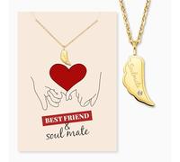 Engelsrufer Soulmate Greeting Card with Necklace Stainless Steel Gold - Loving Gift for Best Friend or Partner - Emotion & Style