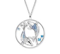 Engelsrufer Women's Sterling Silver Yin Yang Fish Pendant Necklace - Set with Sparkling Cubic Zirconia Stones - Length: 42+4+4cm
