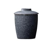 ENGENDER Tea Storage Jar Tea Caddy With Ceramic Lid And Wooden, Small Portable Black And Green