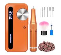 ENGERWALL 35,000 RPM Professional Electric Nail Drill, Rechargeable Cordless E-File for Acrylic and Gel Nails, LCD Display, 7 Bits & 56 Sanding Bands, Portable Manicure & Pedicure Kit (Orange)