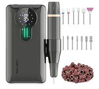 ENGERWALL Professional Rechargeable Nail Drill 35000RPM, 20H Long Battery Life Cordless Electric Nail File for Acrylic & Gel Nails, Portable E-File Kit with 7 Bits & 56 Sanding Bands, Dark Silver(Pro)