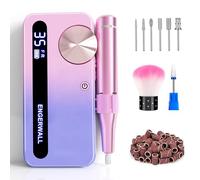 ENGERWALL Rechargeable Nail Drill 35,000 RPM, Portable Cordless Electric Nail File for Acrylic, Gel Nails, Polishing & Removal, with Nail Drill Bits Kit for Manicure & Pedicure, Pink-Blue