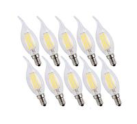 Engeya E14 LED Candle Flame Light Bulb 4W 400 LM, 6500K Cool White,40W Incandescent Bulbs Equivalent,4w Led Small Edison Screw Candle Clear Bulb,Non-Dimmable,10-Pack