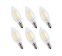 Engeya E14 LED Candle Light Bulb 4W,40W Incandescent Bulbs Equivalent,Small Edison Screw Clear Candle Light Bulb,Non-Dimmable/ AC220-240V/ 400 Lumens/Warm White 2700K,6-Pack