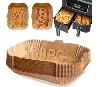 ENGHEK 160PC Air Fryer Liners, Upgraded Dual Ninja Air Fryer Liners Disposable with Curved Handle, Air Fryer Accessories for Ninja AF300UK AF400UK, Salter, Tower and Other Dual Zone Air Fryer