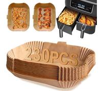 ENGHEK 230PC Air Fryer Liners, Upgraded Air Fryer Liners Disposable, Air Fryer Accessories with Curved Handle Compatible with Ninja AF300UK AF400UK, Salter, Tower, Keplin, Other Dual Zone Air Fryer