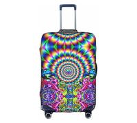 ENGhjes Abstract Mushroom Colorful Mandala Printing Large Luggage Cover, Protective Washable Suitcase Cover with Concealed Zipper Fits 18 to 32 Inch