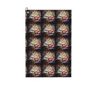 ENGhjes American Flag Eagle Fireworks Printing Golf Towel 24" X 16" With Carabiner Clip Towel Gift The Convenient Cleaning