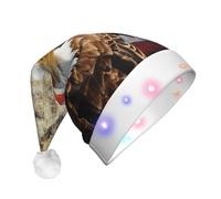 ENGhjes American Flag Eagle Fireworks Santa Hats, Light Up Christmas Hat, Velvet Santa Claus Hat With Led Lights, For Adult