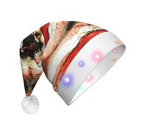 ENGhjes American Flag Fly Eagle Santa Hats, Light Up Christmas Hat, Velvet Santa Claus Hat With Led Lights, For Adult