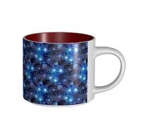 ENGhjes Artificial Intelligence Brain Printing Large-Capacity Ceramic Mugs Functional Cups for Home Office Sleek Design Comfort Grip Handle