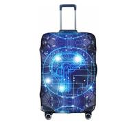 ENGhjes Artificial Intelligence Brain Printing Large Luggage Cover, Protective Washable Suitcase Cover with Concealed Zipper Fits 18 to 32 Inch