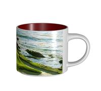 ENGhjes Beach Golf Course Printing Large-Capacity Ceramic Mugs Functional Cups for Home Office Sleek Design Comfort Grip Handle