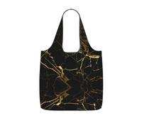 ENGhjes black and gold background Printed Lightweight Foldable Tote Bag, Reusable Shopping Bag 25L for Daily Commute and Travel