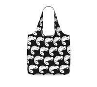 ENGhjes Black Beaver Printed Lightweight Foldable Tote Bag, Reusable Shopping Bag 25L for Daily Commute and Travel