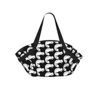 ENGhjes Black Beaver Printed Round Mat Folds Into Handbag, Snap Closure 94cm Blanket Tote for Picnic Camping Gift