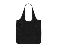 ENGhjes black glitter Printed Lightweight Foldable Tote Bag, Reusable Shopping Bag 25L for Daily Commute and Travel