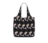ENGhjes Black Mermaid Printed Lightweight Foldable Tote Bag, Reusable Shopping Bag 25L for Daily Commute and Travel