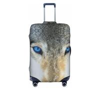 ENGhjes Blue Eyes Wolf Printing Large Luggage Cover, Protective Washable Suitcase Cover with Concealed Zipper Fits 18 to 32 Inch