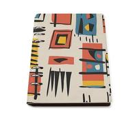 ENGhjes Bold Teal Geo Print A5 Notebook Refillable Writing Journal, Lays Flat 180° for Meeting Notes, Daily Planner