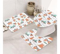 ENGhjes Brown Sloth Printing Non Slip Bathroom Rugs Set,Rug For Master Bathroom, Soft Water Absorbent Mats,Three Shape'S Mats