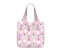 ENGhjes Cartoon Llama Alpaca Printed Lightweight Foldable Tote Bag, Reusable Shopping Bag 25L for Daily Commute and Travel