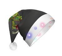 ENGhjes Chameleon Listen Music Santa Hats, Light Up Christmas Hat, Velvet Santa Claus Hat With Led Lights, For Adult