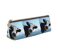 ENGhjes Cute Cow Printing Leather Pencil Case Cute Zipper Pencil Pouch Stationery Bag for Boys Girls Back to School Gifts