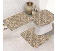 ENGhjes Cute Dog Bone Bowl Woof Paw Printing Non Slip Bathroom Rugs Set,Rug For Master Bathroom, Soft Water Absorbent Mats,Three Shape'S Mats