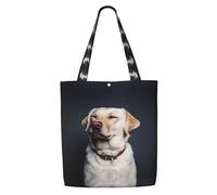 ENGhjes Cute Labrador Dog Polyester Canvas Tote Bag Reusable Soft Grocery Cloth Bag Shoulder Bag For Beach Travel Shopping