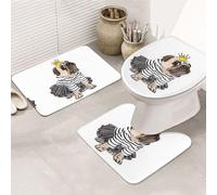 ENGhjes Cute Pug Dog Printing Non Slip Bathroom Rugs Set,Rug For Master Bathroom, Soft Water Absorbent Mats,Three Shape'S Mats