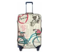 ENGhjes Eiffel Tower Bike Printing Large Luggage Cover, Protective Washable Suitcase Cover with Concealed Zipper Fits 18 to 32 Inch
