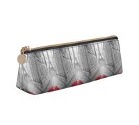 ENGhjes Eiffel Tower Paris Street Red Umbrella Printing Leather Pencil Case Cute Zipper Pencil Pouch Stationery Bag for Boys Girls Back to School Gifts