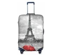 ENGhjes Eiffel Tower with Red Umbrella Printing Large Luggage Cover, Protective Washable Suitcase Cover with Concealed Zipper Fits 18 to 32 Inch
