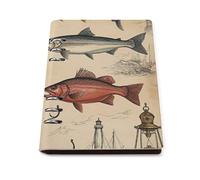 ENGhjes Fish Compass Lighthouse Ship A5 Notebook Refillable Writing Journal, Lays Flat 180° for Meeting Notes, Daily Planner