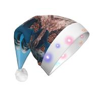 ENGhjes Funny Dolphin Looking At You Santa Hats, Light Up Christmas Hat, Velvet Santa Claus Hat With Led Lights, For Adult