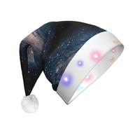 ENGhjes Galaxy Universe Stars Outer Space Santa Hats, Light Up Christmas Hat, Velvet Santa Claus Hat With Led Lights, For Adult