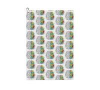 ENGhjes Geometry Brain Image With Science Printing Golf Towel 24" X 16" With Carabiner Clip Towel Gift The Convenient Cleaning