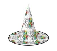 ENGhjes Geometry Brain Image With Science Printing Halloween Hat Soft Oxford Cloth For Carnivals Foldable Space Saving Design