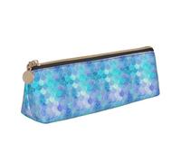 ENGhjes Gold Mermaid Scale Printing Leather Pencil Case Cute Zipper Pencil Pouch Stationery Bag for Boys Girls Back to School Gifts