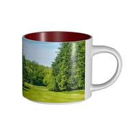 ENGhjes Golf Course Lawn Printing Large-Capacity Ceramic Mugs Functional Cups for Home Office Sleek Design Comfort Grip Handle