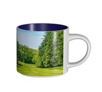 ENGhjes Golf Course Lawn Printing Large-Capacity Ceramic Mugs Functional Cups for Home Office Sleek Design Comfort Grip Handle